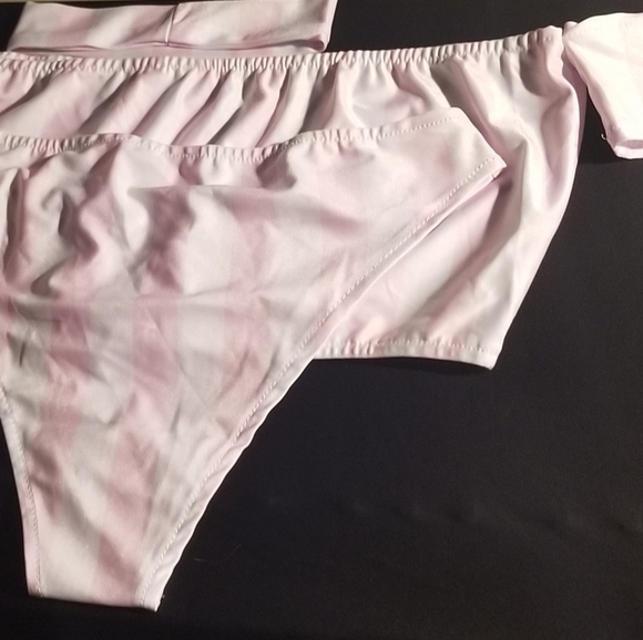 BOGO 1\2 OFF Pink&White Striped Bikini With Choker - Picture 8 of 8